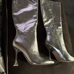 Silver High Heel Boots